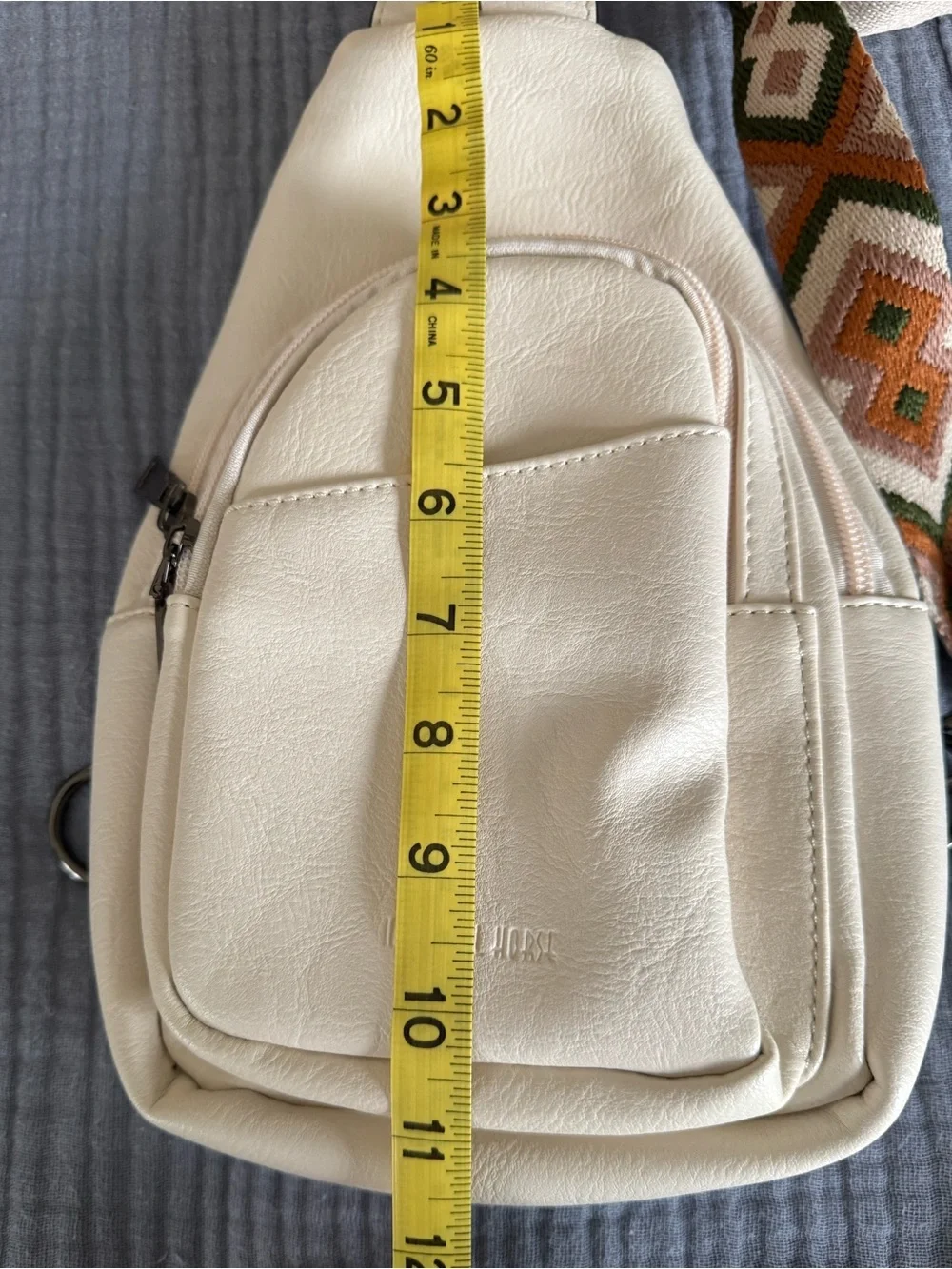 Cream Boho Sling Crossbody Bag Woven Strap